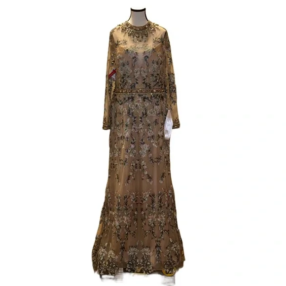 Mac Duggal Floral Long Sleeve Wedding Gown - Picture 1 of 10